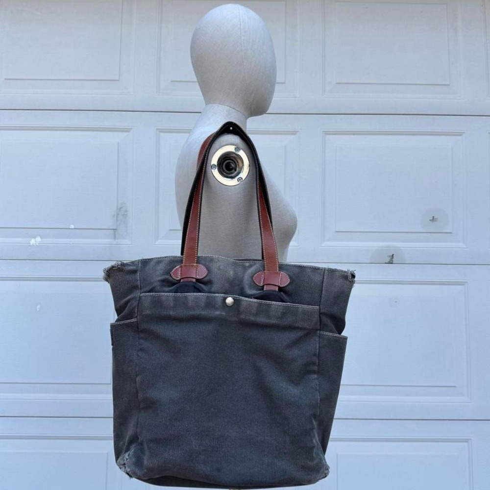 GREY FADED & DISTRESSED DUCK CANVAS TOTE BAG